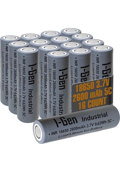 I-gen Industrial E002 Inr 18650 3.7v 2600 Mah 5c 9.62wh Li-ıon Şarjlı Pil Düz Başlı Lityum Pil 16'lı Paket I-gen131