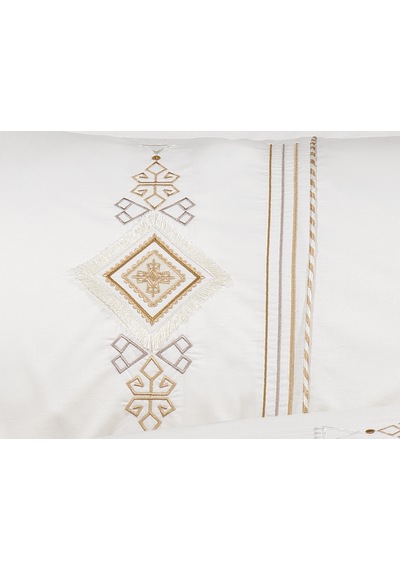 Goldroom Aysima 4 Yastıklı %100 Pamuklu Nevresim Takımı 7 Parça Vizon