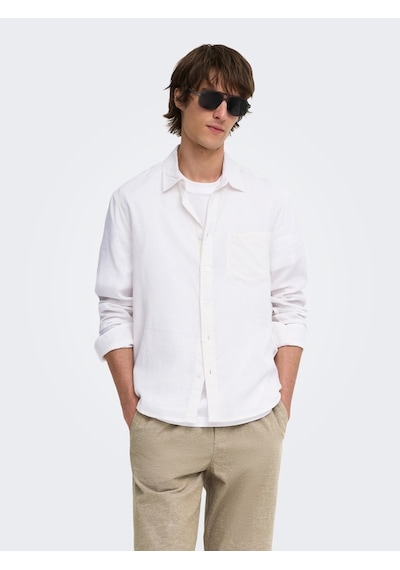 Only & Sons Onslaurence Ls Lınen Blend Shırt Erkek Beyaz Gömlek - 22036239