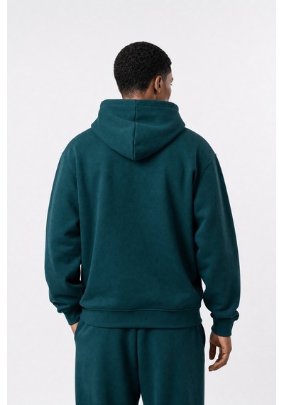 Erkek Respire Basic Oversize Hoodie Zümrüt Zümrüt Yeşili