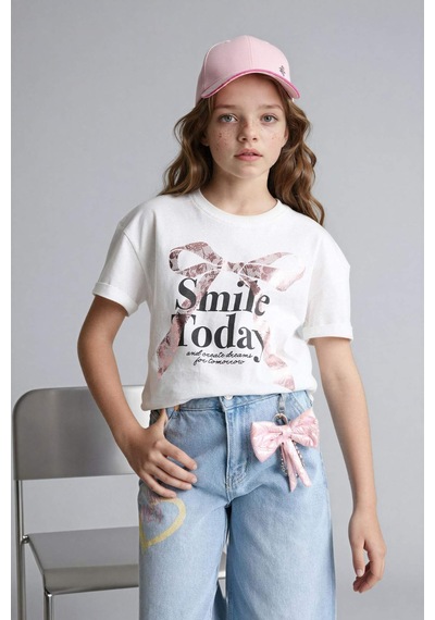Defacto 26y801002477 Ekru Kız Çocuk T-shirt G1768a8/er85 Ekru