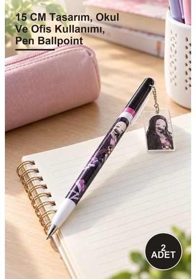 2 Adet Anime Figürlü Tükenmez Kalem 15 Cm Tasarım, Okul Ve Ofis Kullanımı, Pen Ballpoint 1