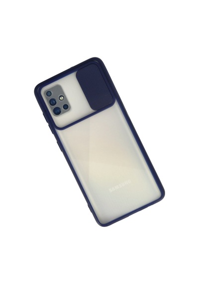 Samsung Galaxy  Uyumlu,  A71 Kılıf Palm Buzlu Kamera Sürgülü Silikon - Lacivert