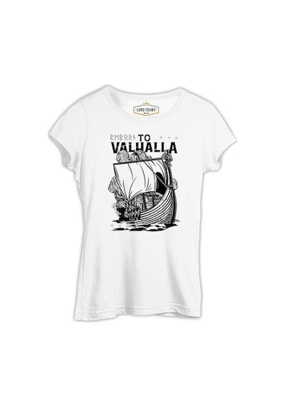 Viking Ship To Vallaha Beyaz Kadın Tshirt 001