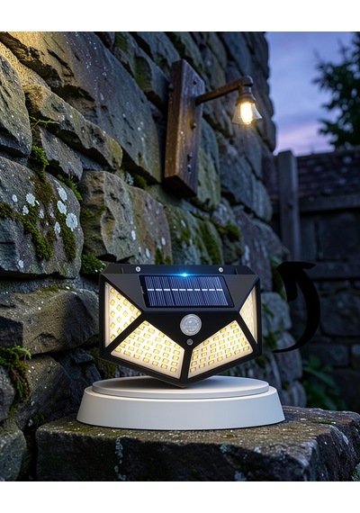 Güneş Enerjili 100 Led Bahçe Lambası Uczduvarlambası1