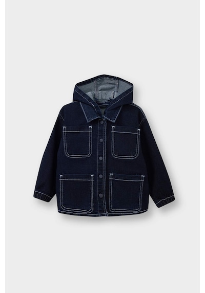 Defacto Erkek Bebek Kapüşonlu Düğmeli Jean Ceket F6269a525aube364 Mavi