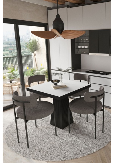 Avvio Lago Siyah Lake Mdf Ayak 80x80 Yemek Masası Mutfak Masası 4 Kişilik Masa Takımı Teddy Sandalye Beyaz Avvio9887 Avvio Lago Siyah Lake Mdf Ayak 80x80 Yemek Masası Mutfak Masası 4 Kişilik Masa Takımı Teddy Sandalye Beyaz Avvio9887