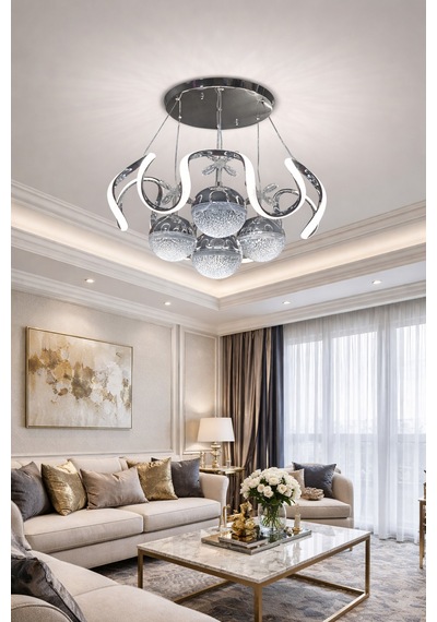 Vega Krom 3 Renk Led Avize 4 Toplu So Led Teknolejisi İle Doanatılmıstır