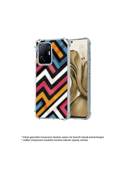 Samsung Galaxy Uyumlu M33 Köşe Korumalı Antişok Kapak Labirent Grafiti Tasarımlı Şeffaf Kılıf