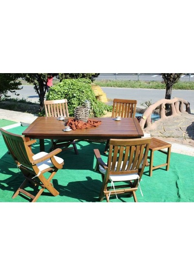 Bahçeme Bodrum 90X160 Sabit Ayaklı Ahşap Bahçe Balkon Masası
