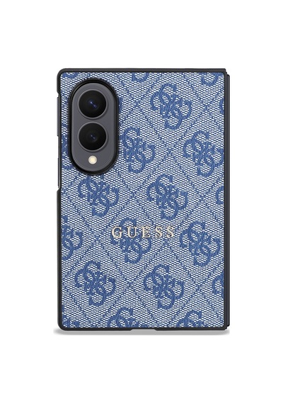 Samsung Uyumlu Galaxy Z Fold 8 Kılıf Guess Lisanslı M-safe Şarj Özellikli Pu Deri 4g Desenli Yazı Logolu Kapak Mavi