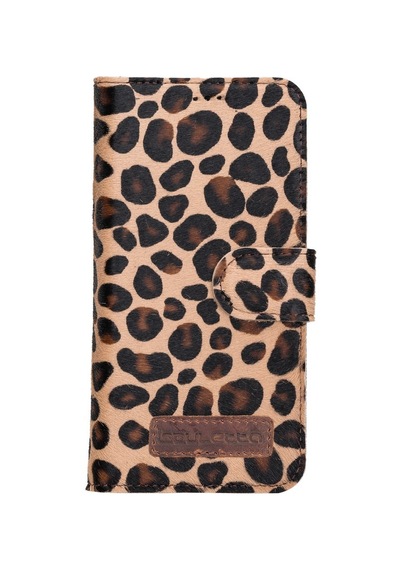 Bouletta Apple İphone 13 Uyumlu Deri Cüzdanlı Kılıf Leo-1 Leopar