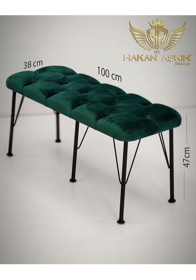 By Hakan Aşkın Metal Ayaklı Babyface Puf & Bench Yeşil Baby Face Yeşil