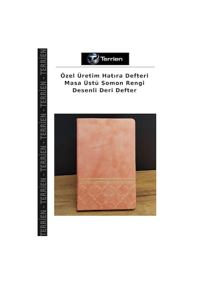 Özel Üretim Hatıra Defteri Masa Üstü Somon Rengi Desenli Deri Defter Çok Renkli