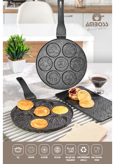 Funny Emoji Pankek Krep Tavası 26 Cm Siyah