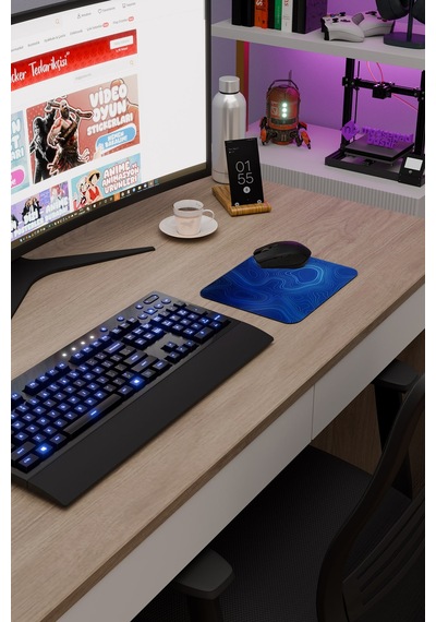 Topography Kaymaz Dikişli Kauçuk Oyuncu Mousepad V1 - 22x18 Gaming Mouse Pad Fare Altlığı