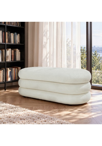 İnarch Dizayn Naturis Sandıklı Bench Depolama Alanlı Modern Puf Kırık Beyaz