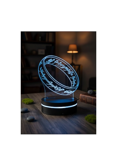 Yüzüklerin Efendisi Tek Yüzük 3d Led Gece Lambası Kumandalı 10 Renk Dekor Işık