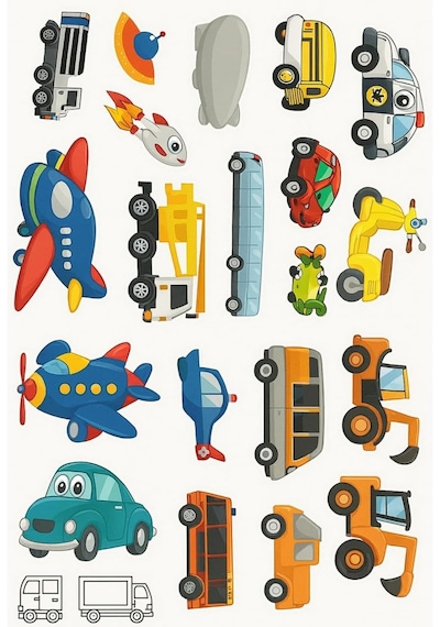 60 Çıkartmalı Sticker Kitabı Eğitici Etkinlik Kitabı Hayvanlar - Taşıtlar - 2'li
