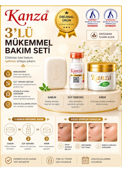 Arenist Kanza 3 Lü Bakım Seti Sabun Süt Serumu Ve Nemlendirici Krem