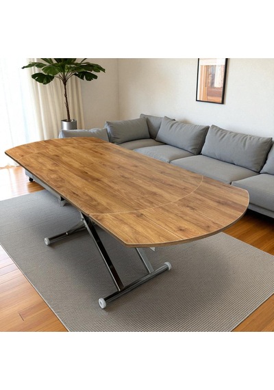 Oval Yan Baştan Açılır Akıllı Masa Üst Tabla Mdf Yüksekliği Ayarlanabilir Pratik Krom Kaplama Ceviz Oval Yan Baştan Açılır Akıllı Masa Üst Tabla Mdf Yüksekliği Ayarlanabilir Pratik Krom Kaplama Ceviz