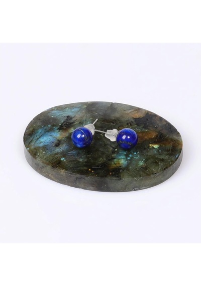 Lapis Lazuli Çelik Küpe 8 Mm Küre Kesim Kararmaz Renkli