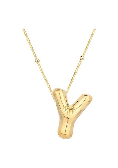 Gumush  Gümüş Gold Balon Y Harfi Kadın Kolye