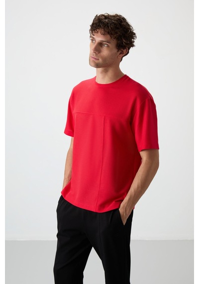 Air Jones Tommy Life Kırmızı Waffle İnterlok Yüzeyi Dokulu Oversize Fit Basic Erkek T-shirt - 88380 Kirmizi Air Jones Tommy Life Kırmızı Waffle İnterlok Yüzeyi Dokulu Oversize Fit Basic Erkek T-shirt - 88380 Kirmizi
