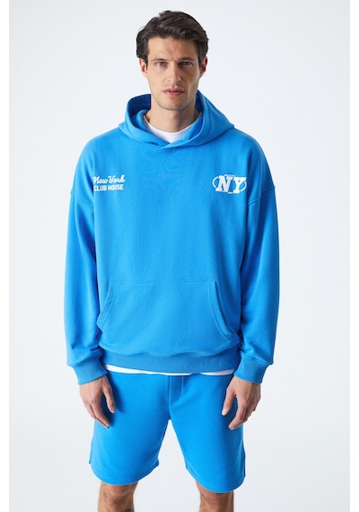 Grımelange Grımelange Agassı Erkek Yumuşacık Kumaşlı Saks Mavi Sweatshirt Saks Mavi