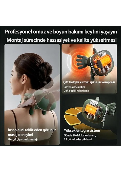 Ezere Relaxbuddy Pro Ovmalıısıtıcılı İnsan Eli Şeklinde Şarjlı Boyun Masaj Aleti- 5775
