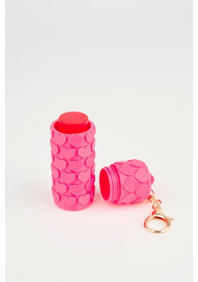 Vivaq Kalp Desenli Pembe Ruj Lip Gloss Kılıfı 3d Baskı Charm Çanta Aksesuarı Anahtarlık