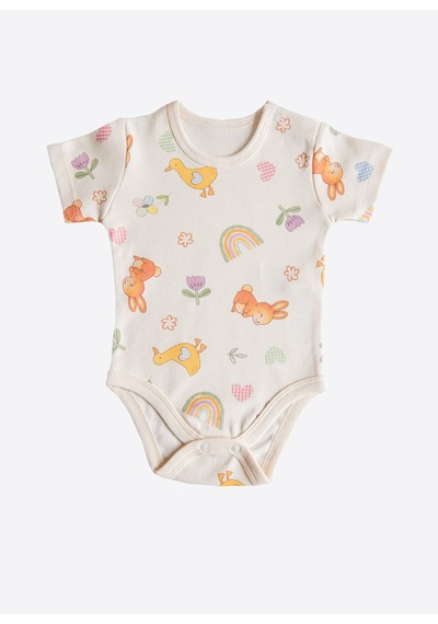 KitiKate Organik Cute Bunny 3'lü Kısa Kol Body Pembe