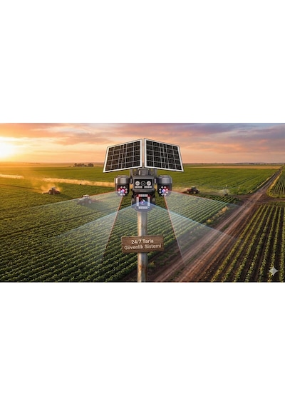 4g 4 Kameralı Sım Kart 1 Yıl 60 Gb Kablosuz Bahçe Depo Arazi İçin Çift Güneş Paneli Solar Kamera
