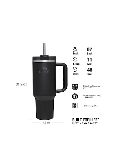 Stanley Quencher H2.o Flowstate Tumbler Pipetli Termos Bardak 1.18 Lt Black 3.0