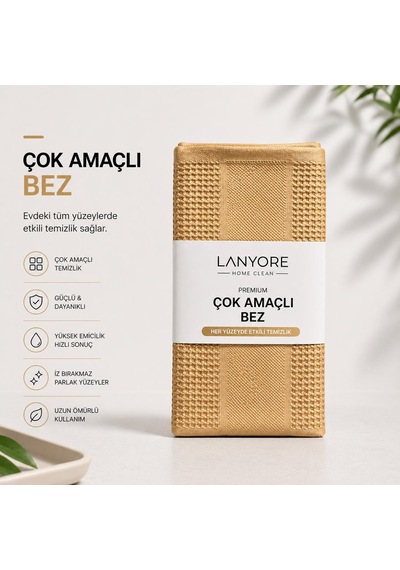 Lanyore Home Clean Premium Çok Amaçlı Temizlik Bez Sarı 55x40