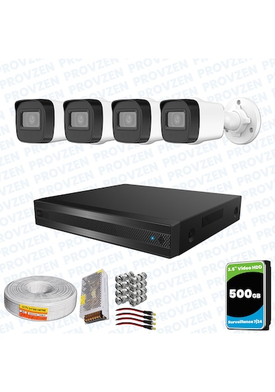 Provzen Hikvision Rv 4 Kameralı Full Hd Geniş Açı Güvenlik Kamerası 500gb