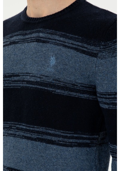 U.S. Polo Assn. Erkek Slim Fit Bisiklet Yaka Saks Kazak 50293115-VR032