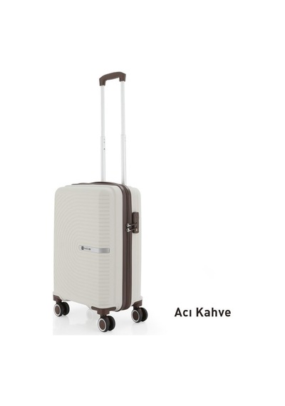 Mçs Bavul Orta Ve Kabin 2li Set Kırılmaz Silikon Valiz V374 Kemik/acıkahve Kemik