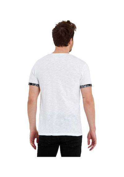 Bisiklet Yaka Kısa Kollu Desenli Penye Erkek Tshirt İndigo