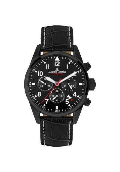 Jacques Lemans Sport Jl.42-2f Quartz Deri Siyah 10 Atm 42 Mm Erkek Kol Saati Siyah