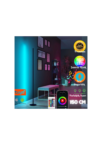 Tuya Smart Uyumlu Telefon Ve Kumanda Kontrollü Oda Aydınlatma Sistemi Full Rgb - 150 Cm Wifi Siyah
