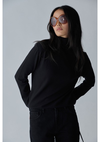 Suud Collection Siyah Balıkçı Yaka Triko Kazak