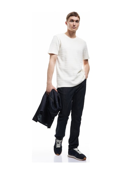Koton Bisiklet Yaka Dokulu Kısa Kollu Pamuklu Slim Fit Tişört Ekru 6wam10056hk Ekru