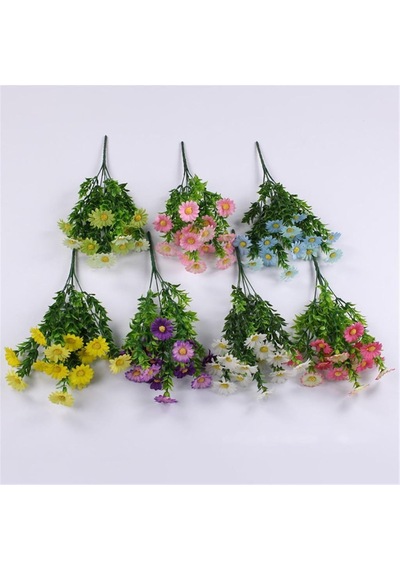 6lı Set Yapay Çiçek Papatya 5 Dallı Plastik Dekoratif Yapay Bitki