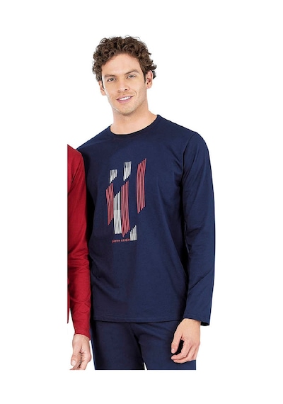 Pierre Cardin 6063 Erkek Uzun Kollu Bisiklet Yaka Pijama Takımı-lacivert Siyah