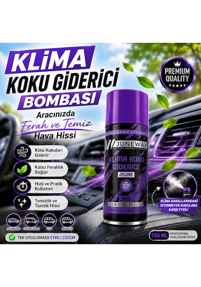 Klima Koku Giderici Bombası 150 Ml - Araç İçi Koku Giderici, Klima Temizleyici, Kalıcı Ferahlık Jeune Mor Koku