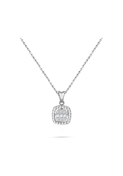 Modern Tasarım 0.08 Ct Baget Kare Tektaş Kolye