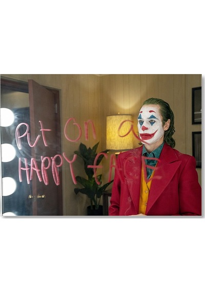 Cakasepetim Mutlu Bir Yüz Takın Ayna Yazısı Joker Ahşap Mdf Tablo