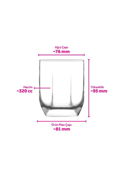 Lav Tuana Cam Viski Bardağı 6'lı 320 ml (Meşrubat/Kokteyl Bardağı )