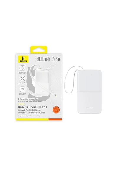 Baseus Enerfill Fc51 Bipow 2 Pro Powerbank 30.000 Mah 22.5w - Beyaz BEYAZ